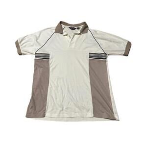 Vintage Bayport Polo Shirt Men’s Large Cream Brown Colorblock Striped